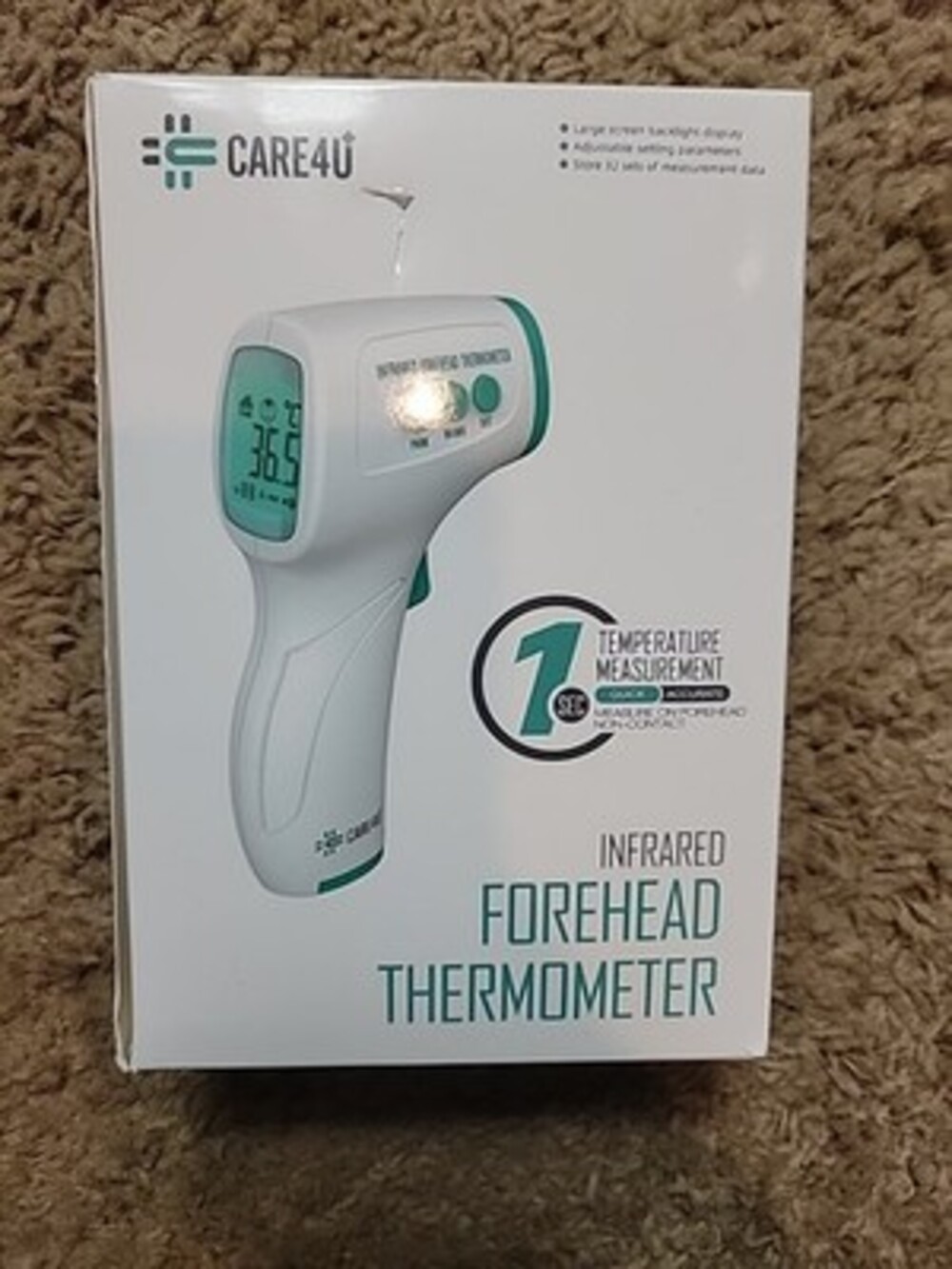 CARE4U Infrared Forehead Thermometer ~ 1 Second Measurement Digital Brand New